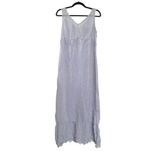 JOHNNY WAS Boho Lavender Lilac Sleeveless Maxi Dress With Embroidery L